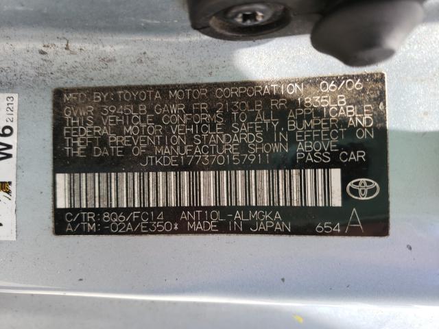 JTKDE177370157911 - 2007 TOYOTA SCION TC 蓝色 照片 10