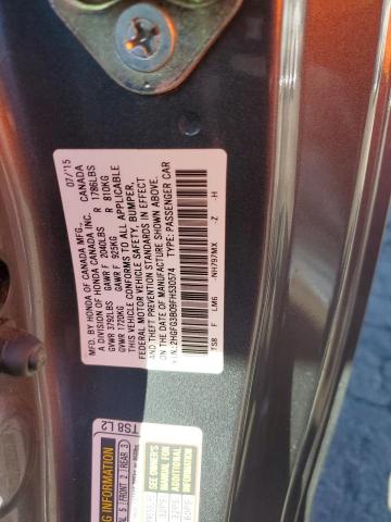 2HGFG3B09FH530574 - 2015 HONDA CIVIC EXL GRAY photo 13
