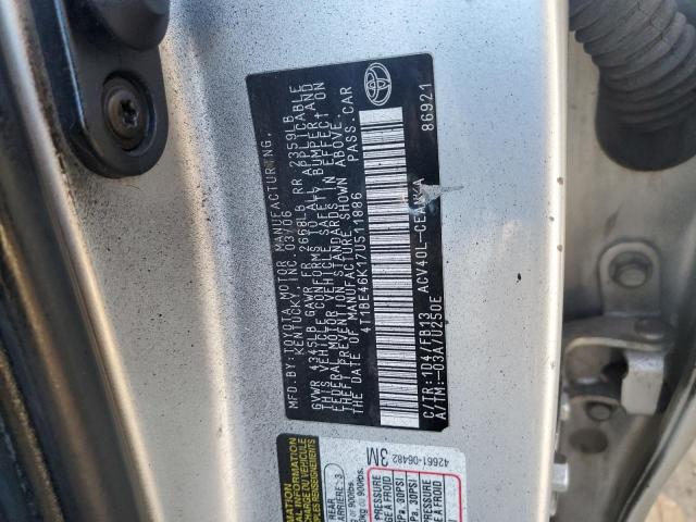 4T1BE46K17U511886 - 2007 TOYOTA CAMRY CE SILVER photo 12