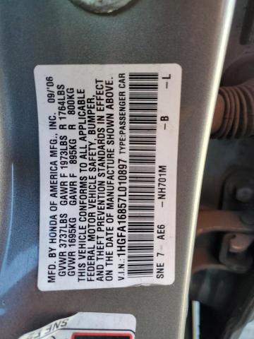 1HGFA16857L010897 - 2007 HONDA CIVIC EX GRAY photo 13