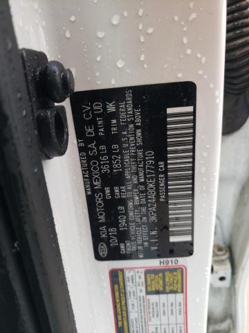 3KPA24AB0KE177910 - 2019 KIA RIO S WHITE photo 12