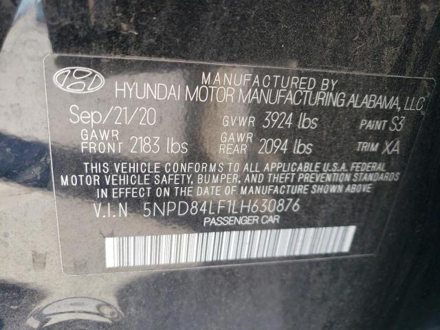 5NPD84LF1LH630876 - 2020 HYUNDAI ELANTRA SEL BLACK photo 12