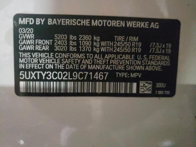 5UXTY3C02L9C71467 - 2020 BMW X3 SDRIVE30I WHITE photo 13