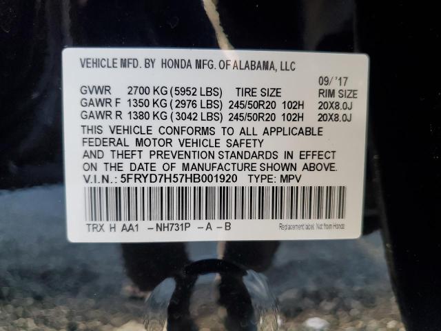 5FRYD7H57HB001920 - 2017 ACURA MDX SPORT HYBRID TECHNOLOGY BLACK photo 13