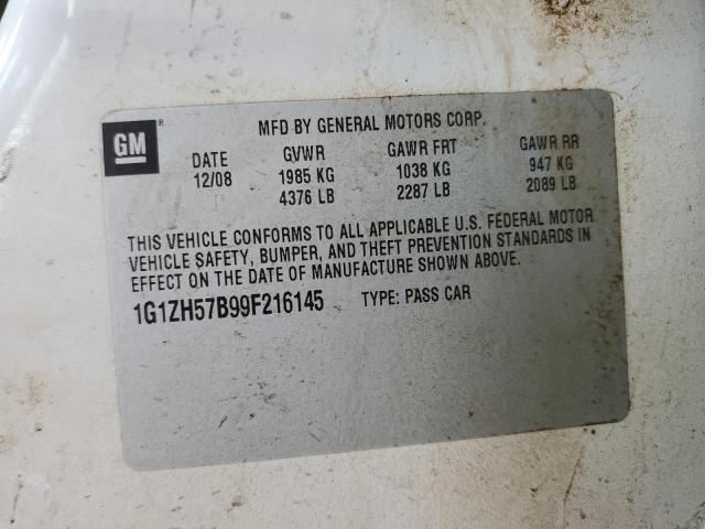 1G1ZH57B99F216145 - 2009 CHEVROLET MALIBU 1LT WHITE photo 12