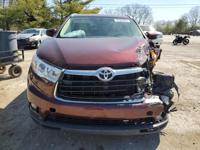 5TDJKRFH3GS354697 - 2016 TOYOTA HIGHLANDER XLE MAROON photo 5