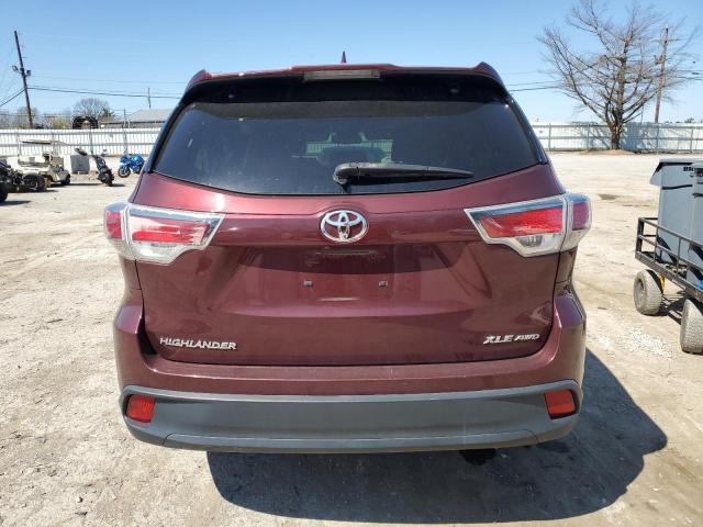 5TDJKRFH3GS354697 - 2016 TOYOTA HIGHLANDER XLE MAROON photo 6