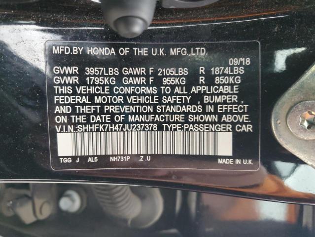 SHHFK7H47JU237378 - 2018 HONDA CIVIC SPORT Қара фото 12