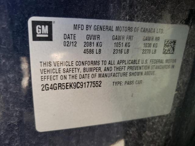 2G4GR5EK9C9177552 - 2012 BUICK REGAL 蓝色 照片 12