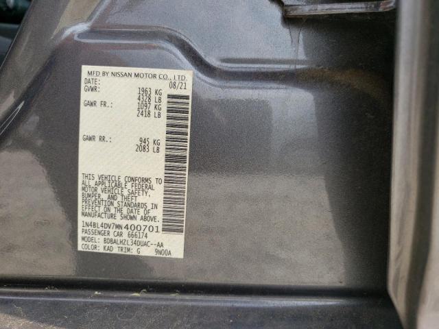 1N4BL4DV7MN400701 - 2021 NISSAN ALTIMA SV GRAY photo 12