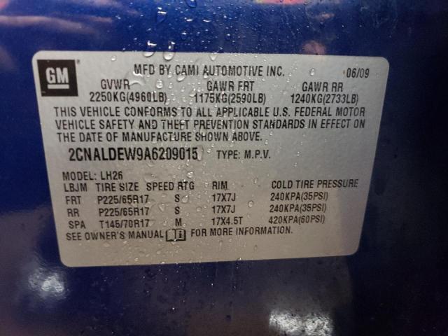 2CNALDEW9A6209015 - 2010 CHEVROLET EQUINOX LT BLUE photo 12