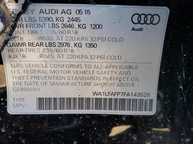 WA1LFAFP7FA143529 - 2015 AUDI Q5 PREMIUM PLUS BLACK photo 10