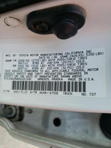 5TEJU62N46Z221100 - 2006 TOYOTA TACOMA DOUBLE CAB PRERUNNER WHITE photo 12