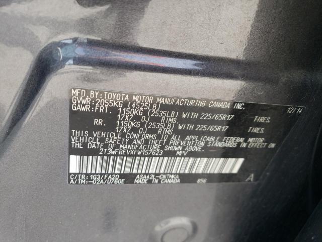 2T3WFREVXFW157623 - 2015 TOYOTA RAV4 XLE GRAY photo 13