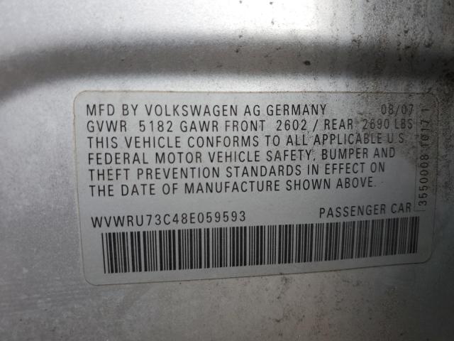 WVWRU73C48E059593 - 2008 VOLKSWAGEN PASSAT WAGON VR6 4MOTION SILVER photo 12