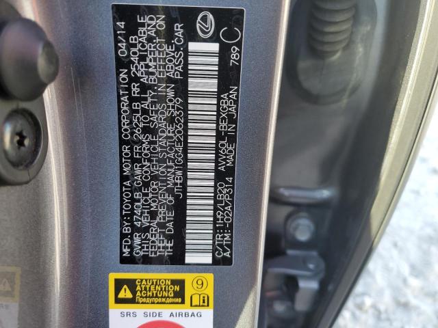 JTHBW1GG4E2062379 - 2014 LEXUS ES 300H GRAY photo 12