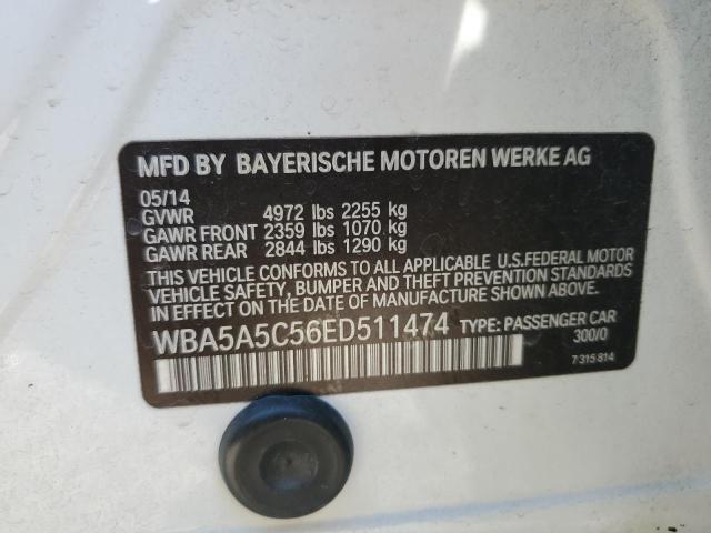 WBA5A5C56ED511474 - 2014 BMW 528 I WHITE photo 12
