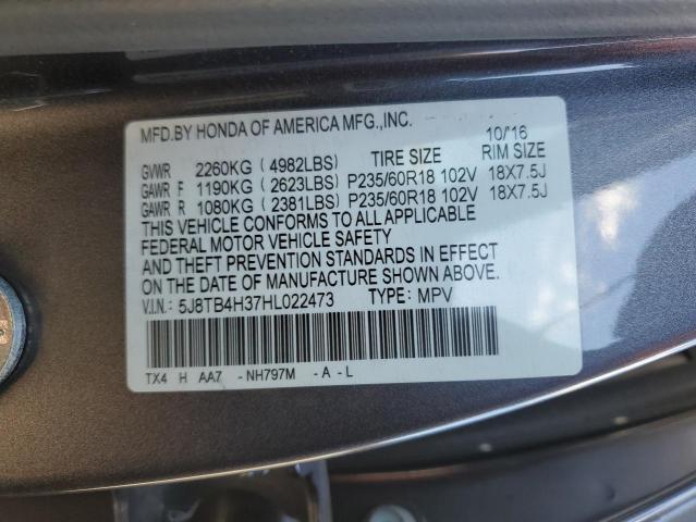 5J8TB4H37HL022473 - 2017 ACURA RDX GRAY photo 13