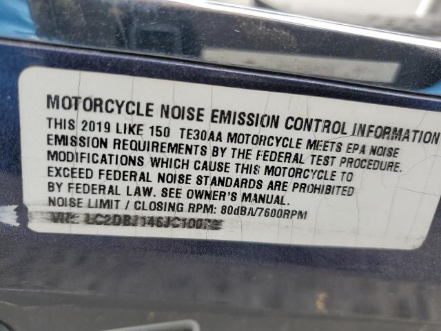 LC2DBJ146JC100720 - 2018 KYMCO USA INC LIKE 150 BLUE photo 10