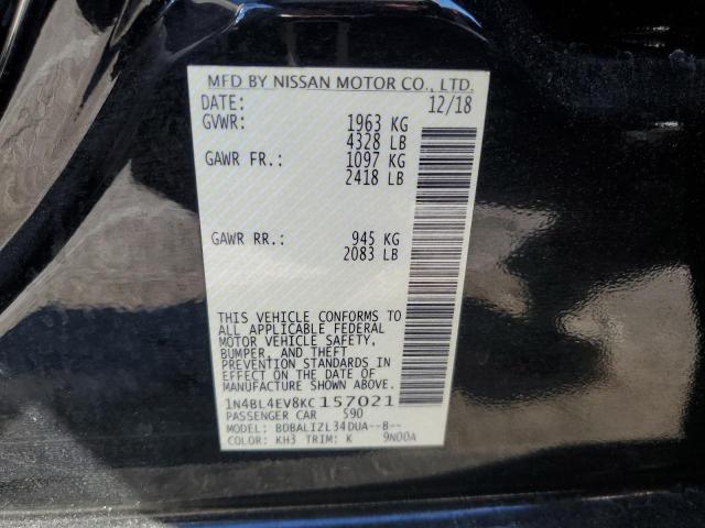 1N4BL4EV8KC157021 - 2019 NISSAN ALTIMA SL BLACK photo 12