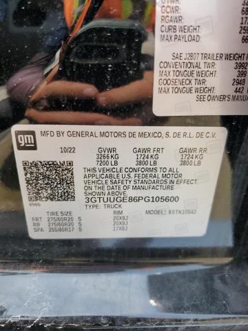 3GTUUGE86PG105600 - 2023 GMC SIERRA K1500 DENALI BLACK photo 12