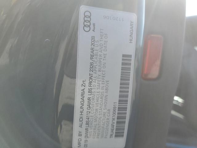 TRUAEAFV1K1006911 - 2019 AUDI TT GRAY photo 10