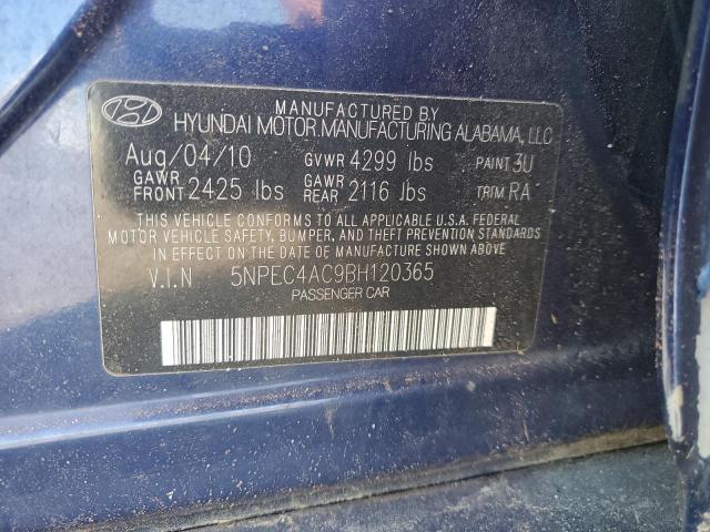 5NPEC4AC9BH120365 - 2011 HYUNDAI SONATA SE BLUE photo 12