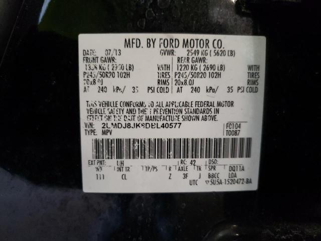 2LMDJ8JK8DBL40577 - 2013 LINCOLN MKX BLACK photo 12