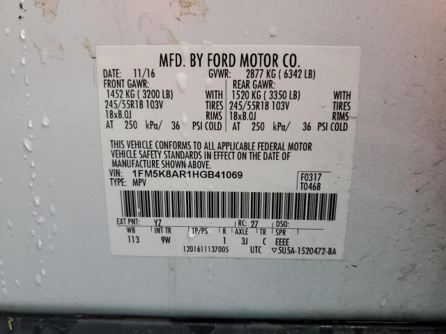 1FM5K8AR1HGB41069 - 2017 FORD EXPLORER POLICE INTERCEPTOR Ağ foto 12