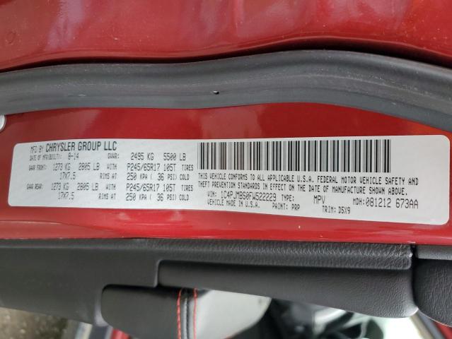 1C4PJMBS0FW522229 - 2015 JEEP CHEROKEE TRAILHAWK RED photo 12