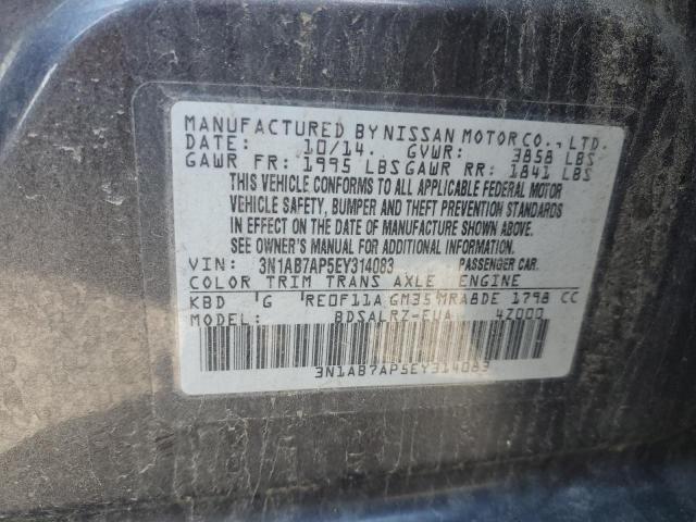 3N1AB7AP5EY314083 - 2014 NISSAN SENTRA S GRAY photo 12