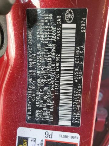 4T1BF1FK6FU890992 - 2015 TOYOTA CAMRY LE RED photo 12