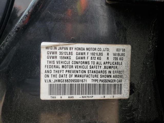 JHMGE88209S001671 - 2009 HONDA FIT BLACK photo 12