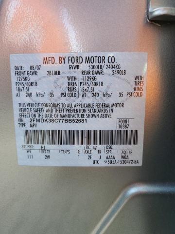 2FMDK38C77BB52681 - 2007 FORD EDGE SEL SILVER photo 13