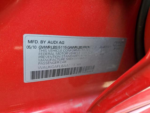 WAUKGAFL6AA173199 - 2010 AUDI S4 PRESTIGE RED photo 12