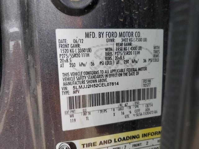 5LMJJ2H52CEL07814 - 2012 LINCOLN NAVIGATOR GRAY photo 14