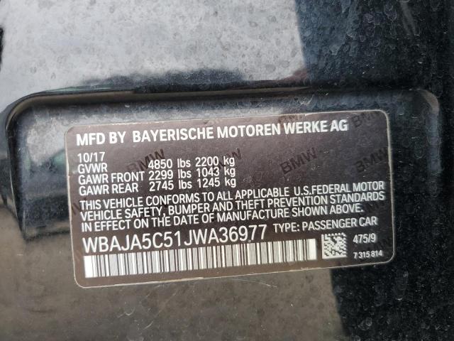 WBAJA5C51JWA36977 - 2018 BMW 530 I BLACK photo 12