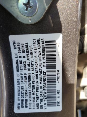 19XFA1F90AE029431 - 2010 HONDA CIVIC EXL GRAY photo 13
