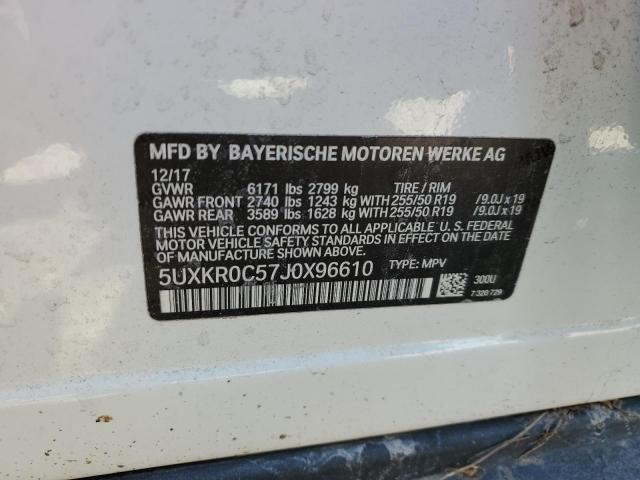 5UXKR0C57J0X96610 - 2018 BMW X5 XDRIVE35I WHITE photo 13