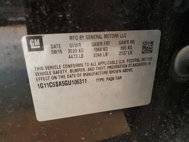 1G11C5SA5GU106311 - 2016 CHEVROLET MALIBU LIM LT 黑色 照片 12