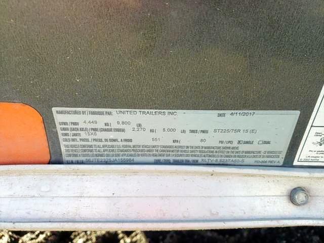 56JTE2325JA155984 - 2018 UTILITY TRAILER Qara foto 10