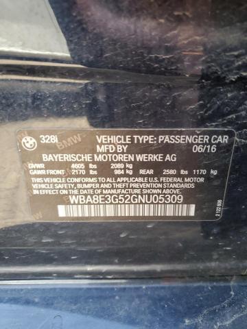 WBA8E3G52GNU05309 - 2016 BMW 328 XI SULEV BLUE photo 12