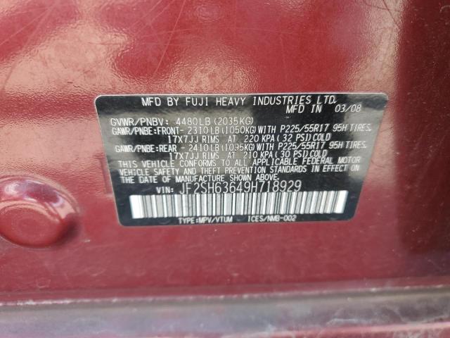 JF2SH63649H718929 - 2009 SUBARU FORESTER 2.5X PREMIUM BURGUNDY photo 14