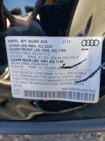 WA1JCCFSXJR017501 - 2018 AUDI Q3 PREMIUM PLUS BLACK photo 14