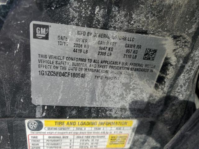 1G1ZC5E04CF180548 - 2012 CHEVROLET MALIBU 1LT BLACK photo 12