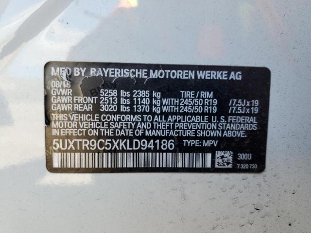 5UXTR9C5XKLD94186 - 2019 BMW X3 XDRIVE30I WHITE photo 13