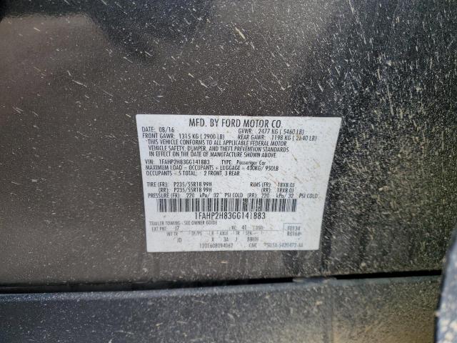 1FAHP2H83GG141883 - 2016 FORD TAURUS SEL GRAY photo 12