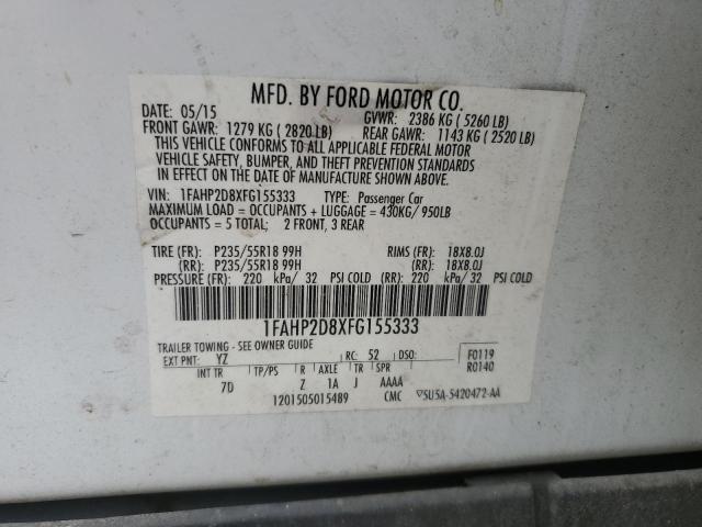 1FAHP2D8XFG155333 - 2015 FORD TAURUS SE WHITE photo 13