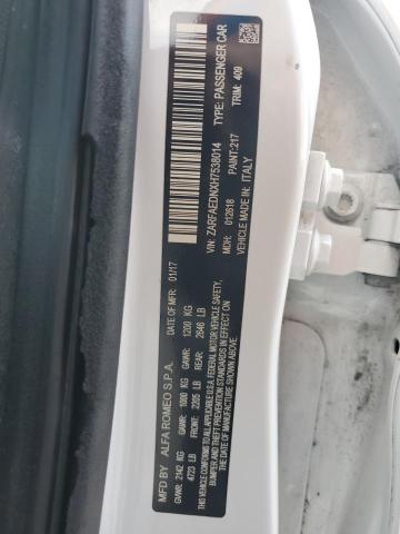ZARFAEDNXH7538014 - 2017 ALFA ROMEO GIULIA Q4 白色 照片 12