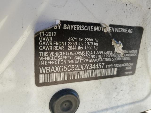 WBAXG5C52DDY34457 - 2013 BMW 528 I WHITE photo 12